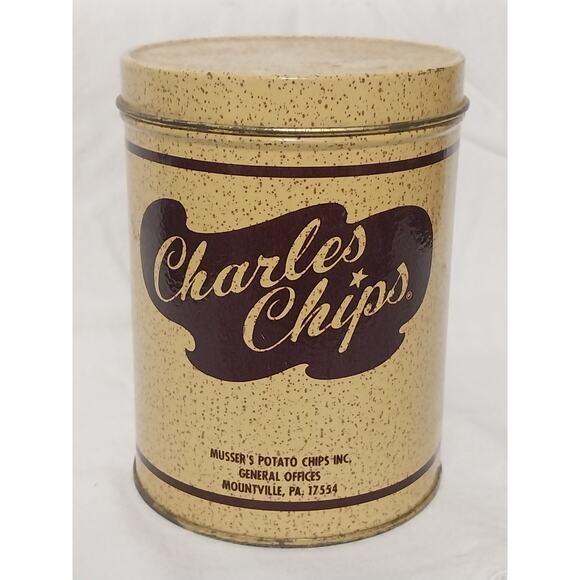 Vintage Charles Chips Sample Mini Potato Chip Tin Can Collectors Edition 4.75" - Picture 2 of 5